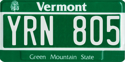 VT license plate YRN805