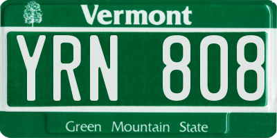 VT license plate YRN808