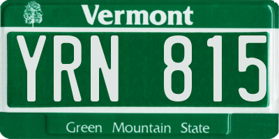 VT license plate YRN815