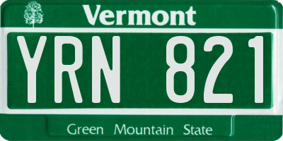 VT license plate YRN821