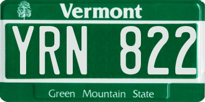 VT license plate YRN822