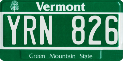 VT license plate YRN826