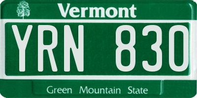 VT license plate YRN830