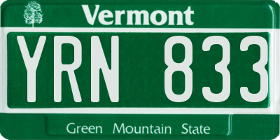 VT license plate YRN833