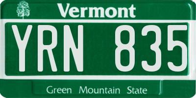 VT license plate YRN835