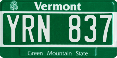 VT license plate YRN837