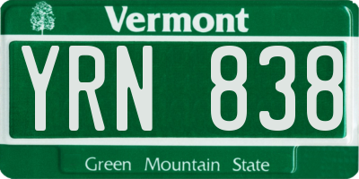 VT license plate YRN838