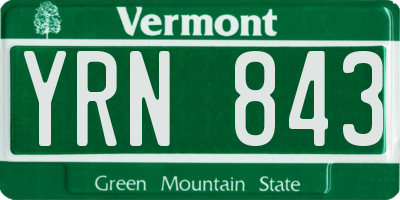 VT license plate YRN843