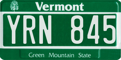 VT license plate YRN845