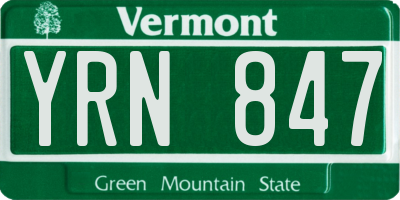 VT license plate YRN847