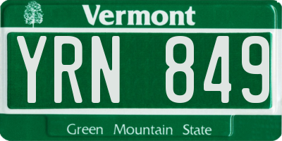 VT license plate YRN849