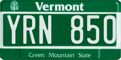 VT license plate YRN850