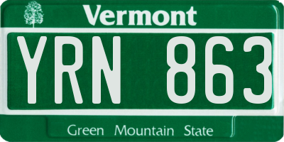 VT license plate YRN863