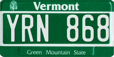 VT license plate YRN868