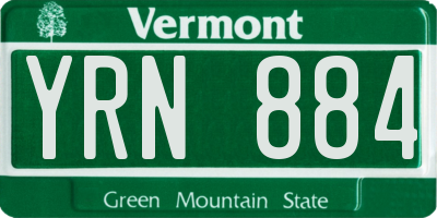 VT license plate YRN884