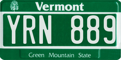 VT license plate YRN889