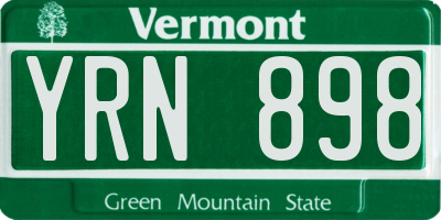 VT license plate YRN898