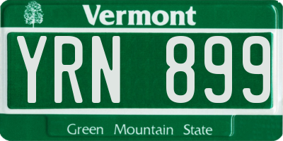 VT license plate YRN899