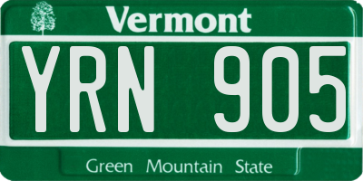 VT license plate YRN905