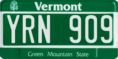 VT license plate YRN909