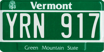 VT license plate YRN917