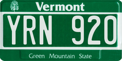 VT license plate YRN920