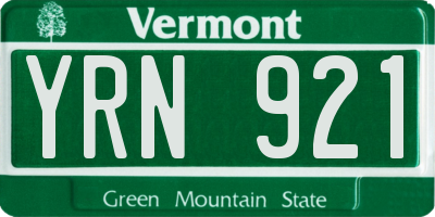 VT license plate YRN921