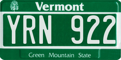 VT license plate YRN922
