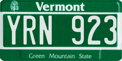 VT license plate YRN923