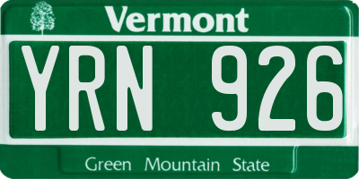VT license plate YRN926
