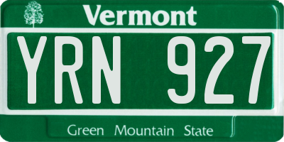 VT license plate YRN927
