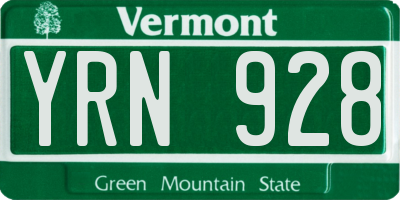 VT license plate YRN928