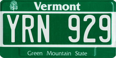 VT license plate YRN929