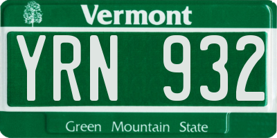 VT license plate YRN932