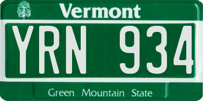 VT license plate YRN934