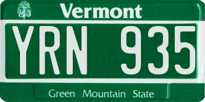 VT license plate YRN935