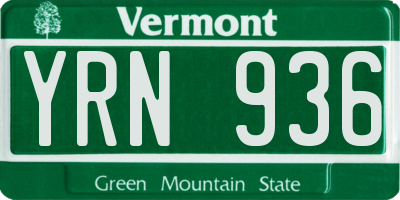 VT license plate YRN936