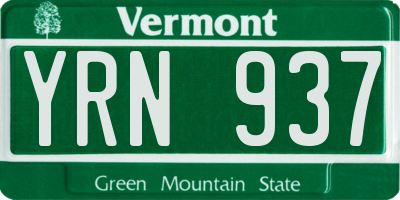 VT license plate YRN937