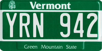 VT license plate YRN942