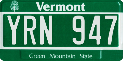 VT license plate YRN947