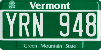 VT license plate YRN948