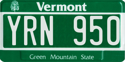 VT license plate YRN950