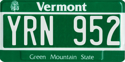 VT license plate YRN952