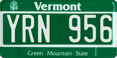 VT license plate YRN956