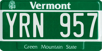 VT license plate YRN957