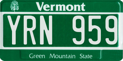 VT license plate YRN959