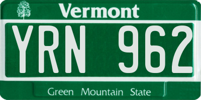VT license plate YRN962