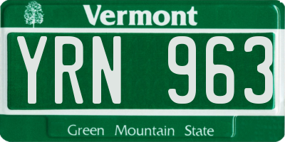 VT license plate YRN963