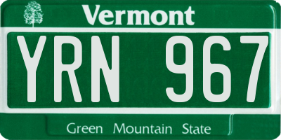 VT license plate YRN967