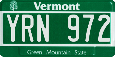 VT license plate YRN972